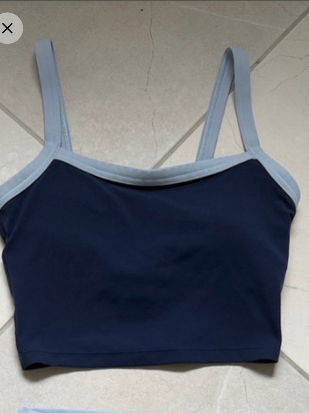 Abercrombie & Fitch Navy Crop Bralette with Light Blue Trim